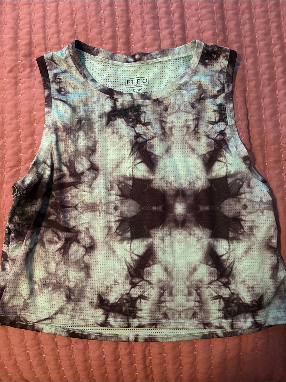 Fleo Women's Mint and Black Tie-Dye Athletic Tank